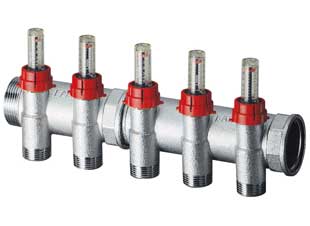Коллектор FAR FK 3998 13412, с расходомерами, 1" x 3/4", 12 выходов