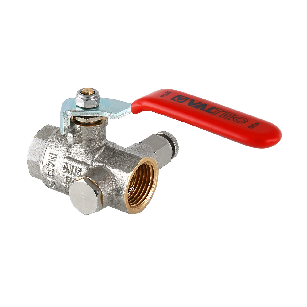 Кран шаровой BASE с дренажом и воздухоотводчиком 1/2" вн.-вн VALTEC