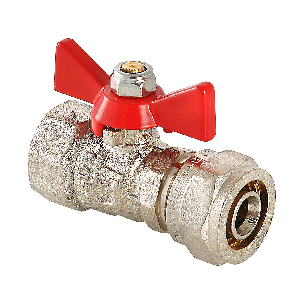 Кран шаровой под обжим, рукоятка бабочка 16х1/2 вн VALTEC