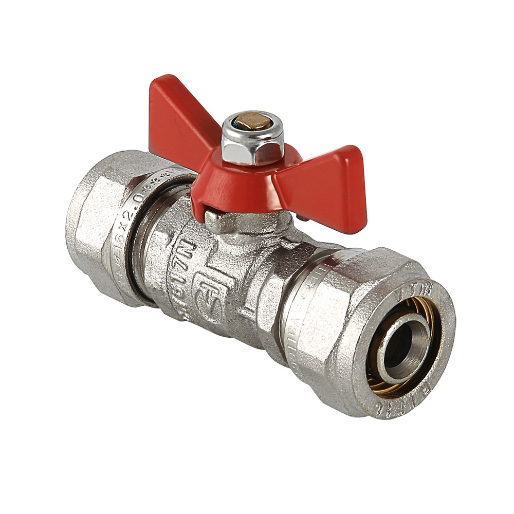 Кран шаровой под обжим, рукоятка бабочка 16 VALTEC