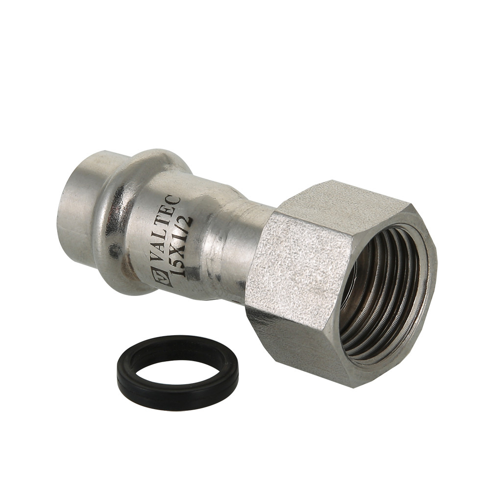 Соединитель с накидной гайкой нержавеющая сталь 15х1/2" VALTEC