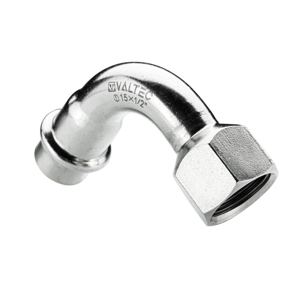 Отвод 90* с переходом на вн. р., нержавеющая сталь 28х3/4" VALTEC